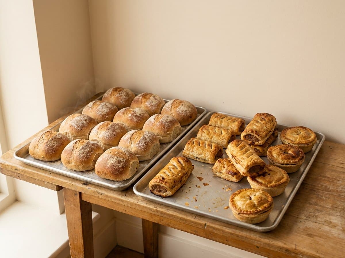 Freshly made rolls and pies at Friend Hub