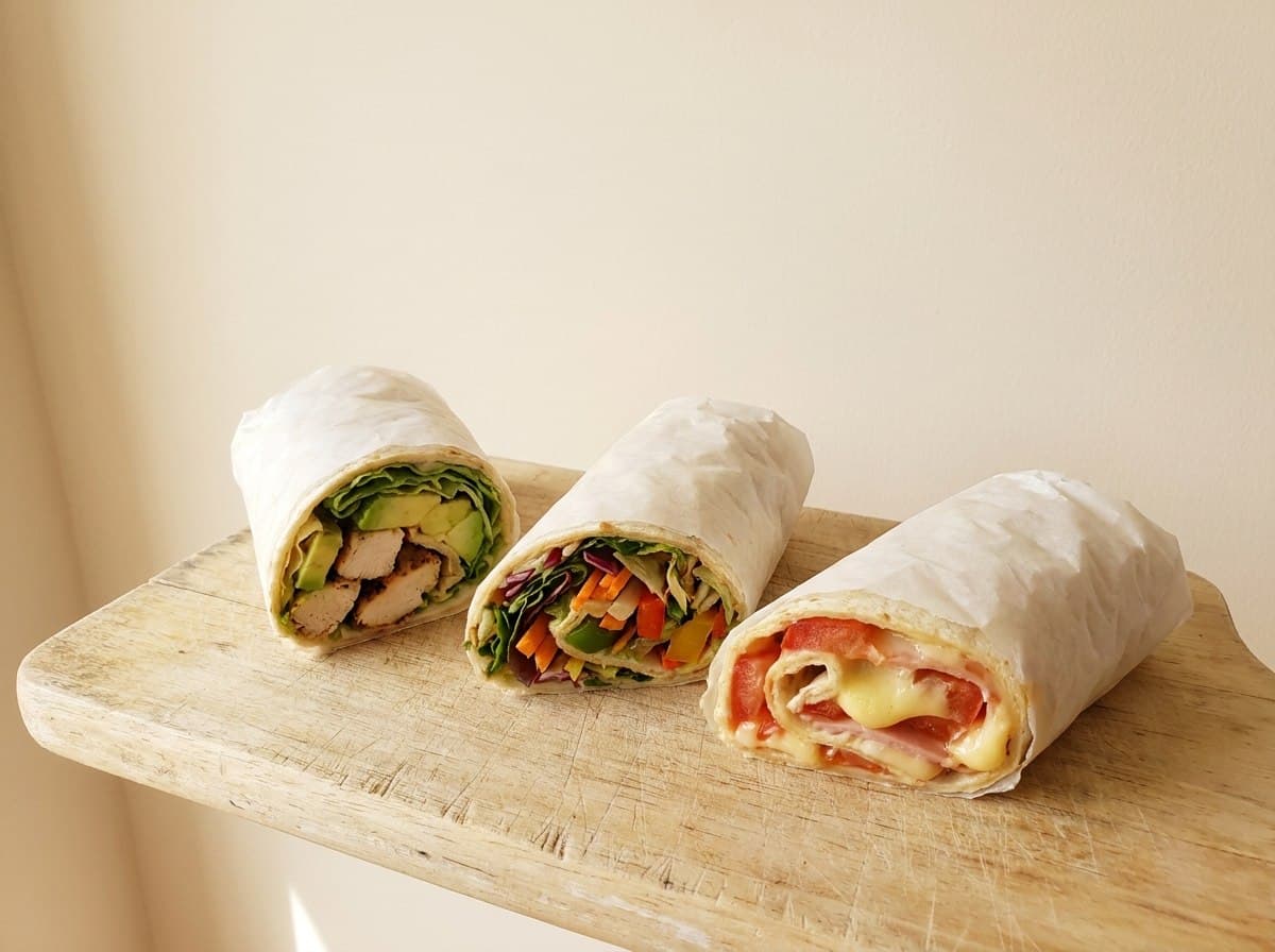 Freshly made wraps available daily at Friend Hub